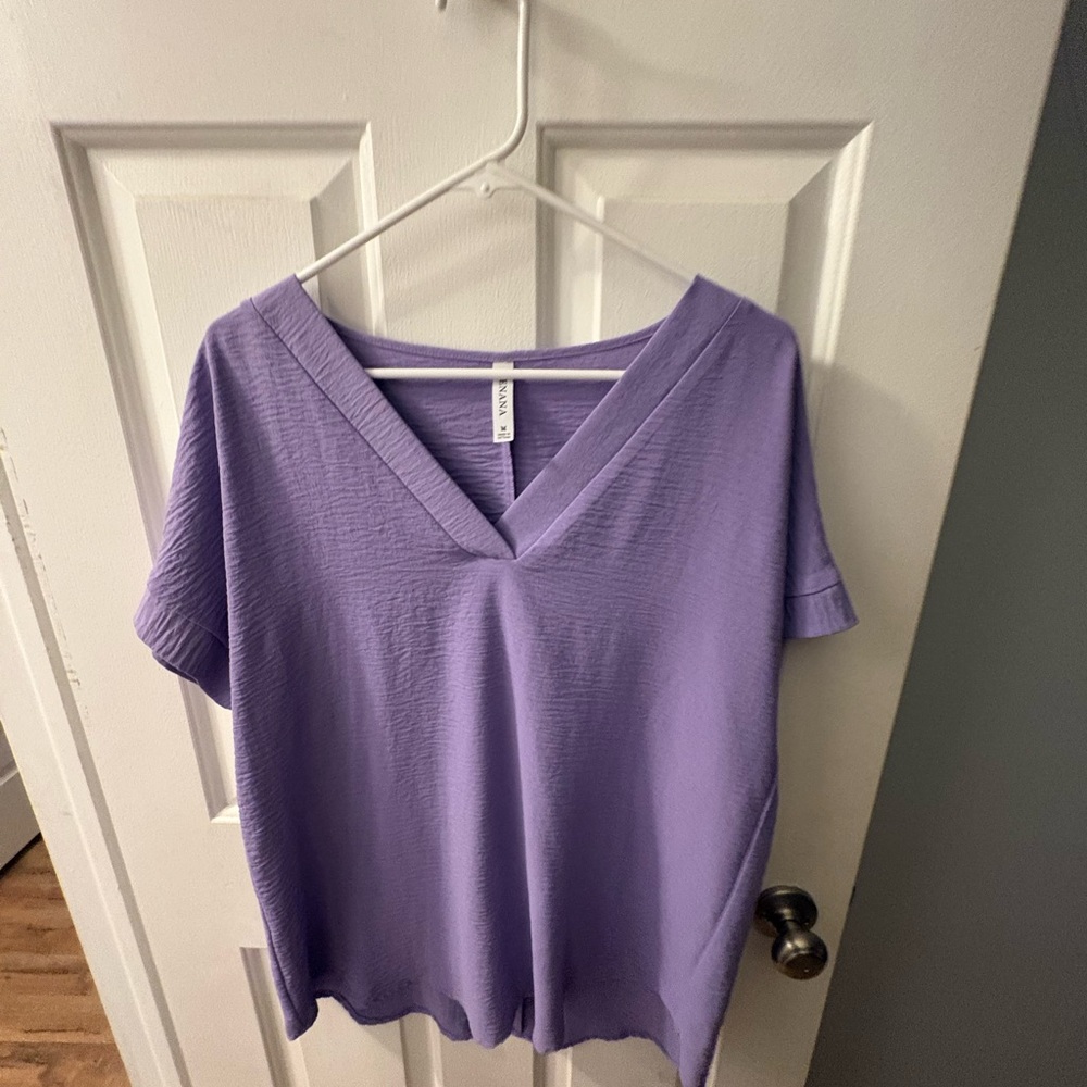 Zenana Lavender Short Sleeve V-Neck Top
